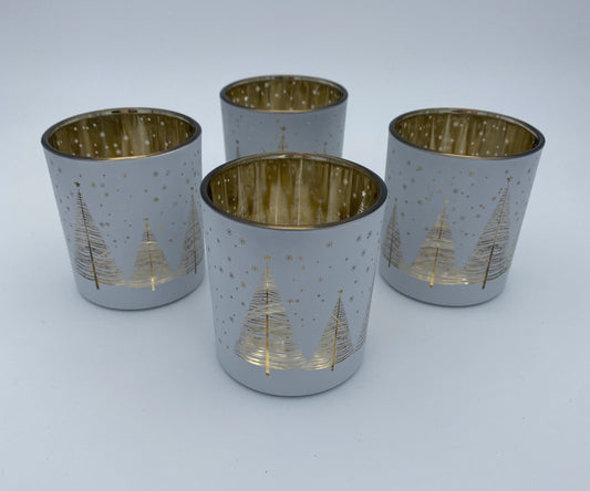 Teelichtglas Tanne/Schnee (4 Stück) - Heyday Atelier